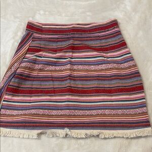 Marshalls Red Pink Ruffled Mini A-Line Skirt for Casual Wear